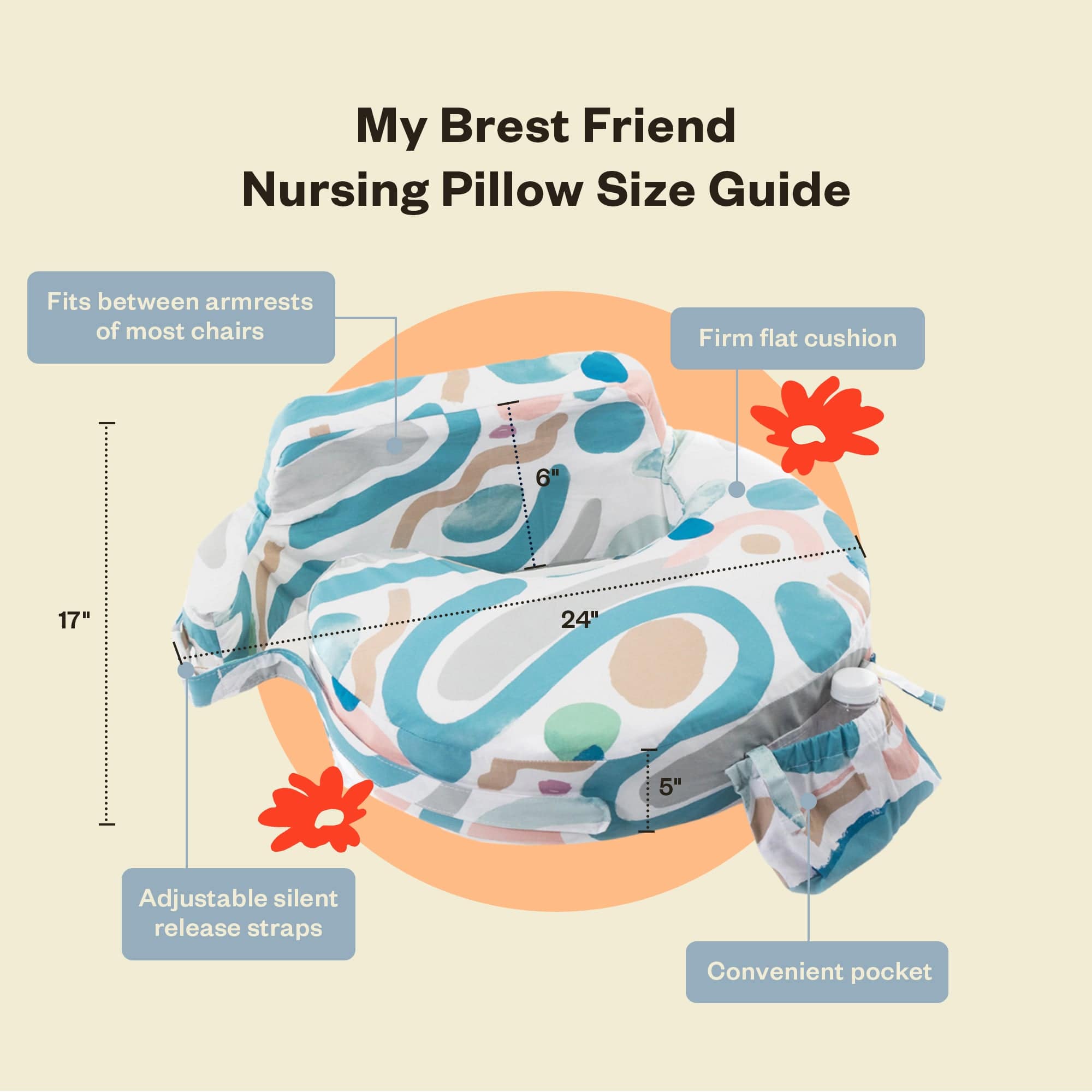 Super Deluxe Designer Nursing Pillow with 100% Organic Cotton Cover